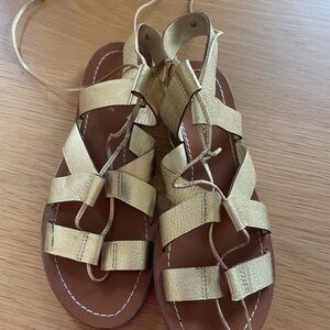Kate Spade Gold Lace-Up Sandals, Size 7